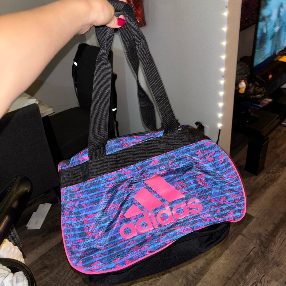 Adidas Pink and Blue Travel Bag with Sporty Design